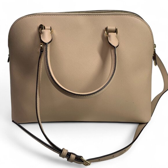 Michael Kors Cindy Large Dome Satchel Oyster Beige Leather Gold-Tone Hardware - Picture 5 of 8